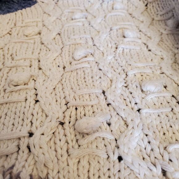 Vtg 90s Era Cable Knit Chenille Crewneck PomPom Sweater Women's S/M Collectible - Picture 12 of 15